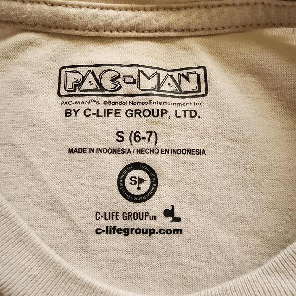 PAC-MAN Basketball Graphic Tee – Size S (6–7) – Retro Gamer Kids Shirt - Picture 5 of 16